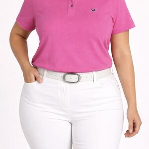 Hollister Pink Polo Shirt Women's XL Y2K Preppy